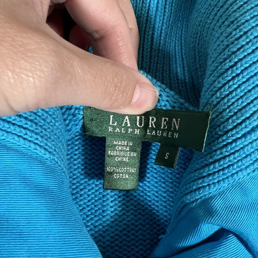 Lauren Ralph Lauren‎ Knit Sweater Womens Small Blue Gold Buttons Cardigan